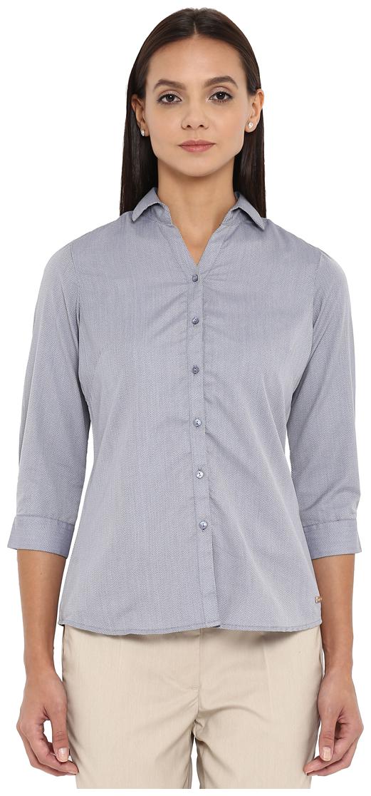 

Park Avenue Women Grey Checked Regular Fit Shirt