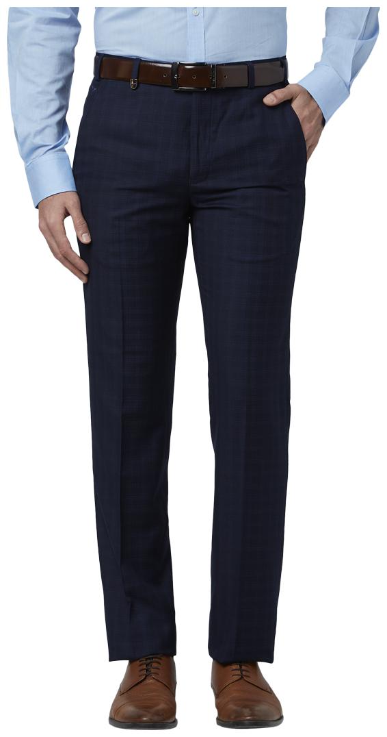 

Park Avenue Men Checked Slim Fit Formal Trouser - Blue