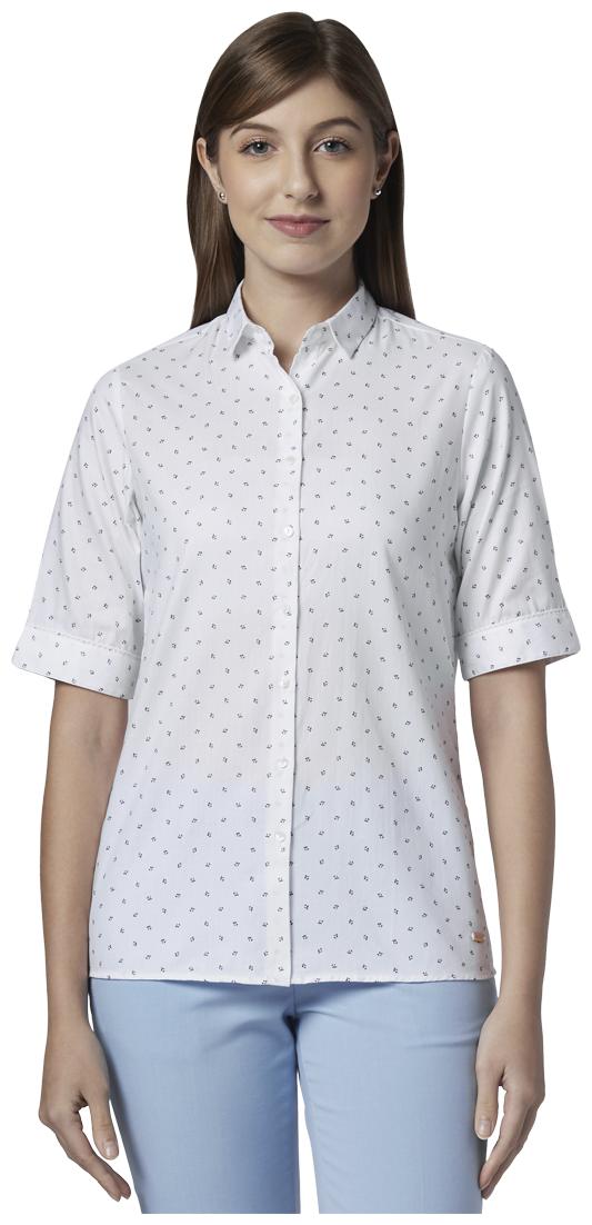 

Park Avenue Women White Printed Regular Fit Shirt