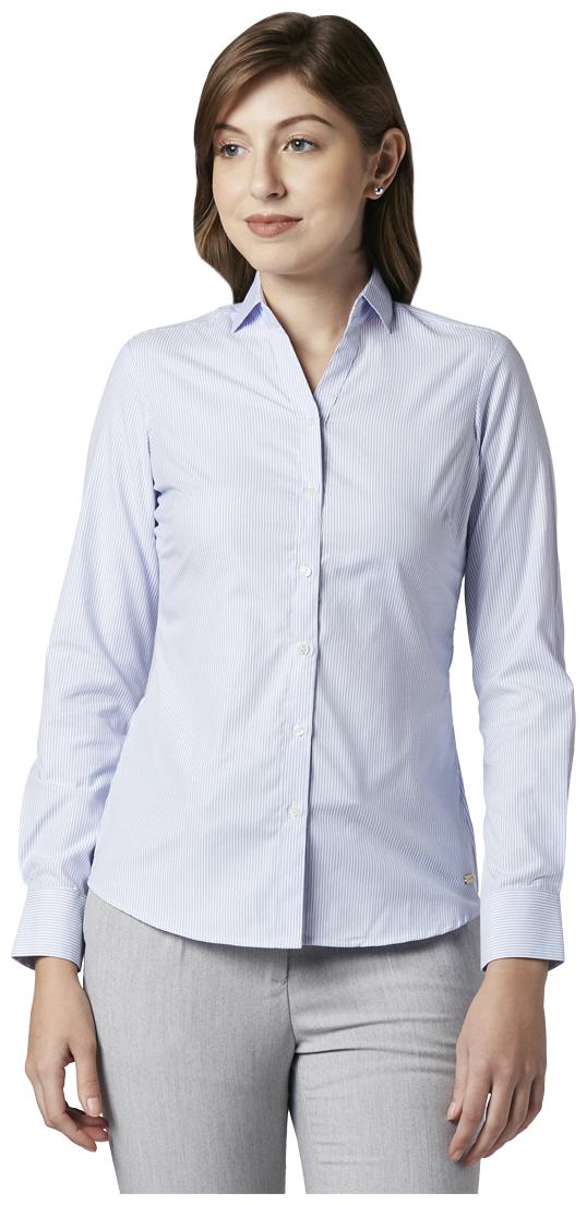 

Park Avenue Women Blue Striped Regular Fit Shirt