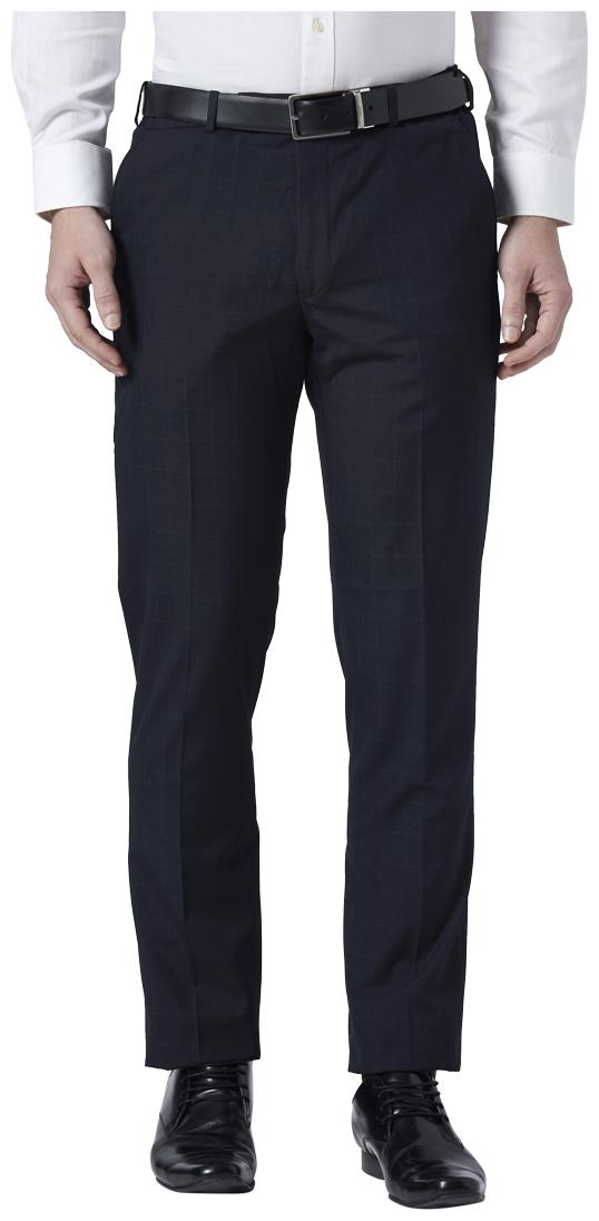 

Park Avenue Men Checked Regular Fit Formal Trouser - Blue