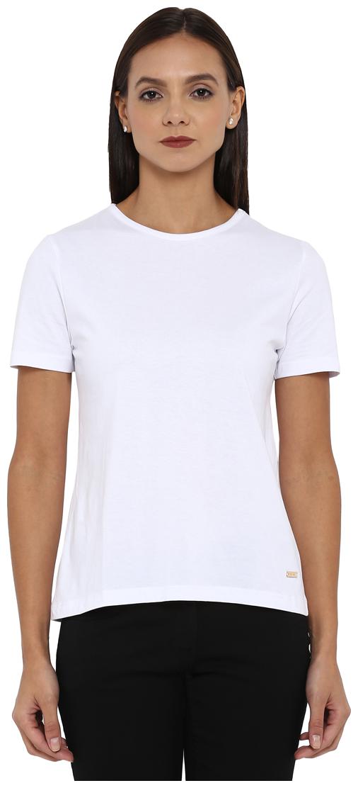 

Park Avenue Women White Regular fit Round neck Cotton T shirt