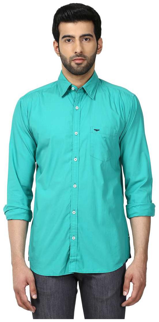 

Park Avenue Men Green Solid Slim Fit Casual Shirt