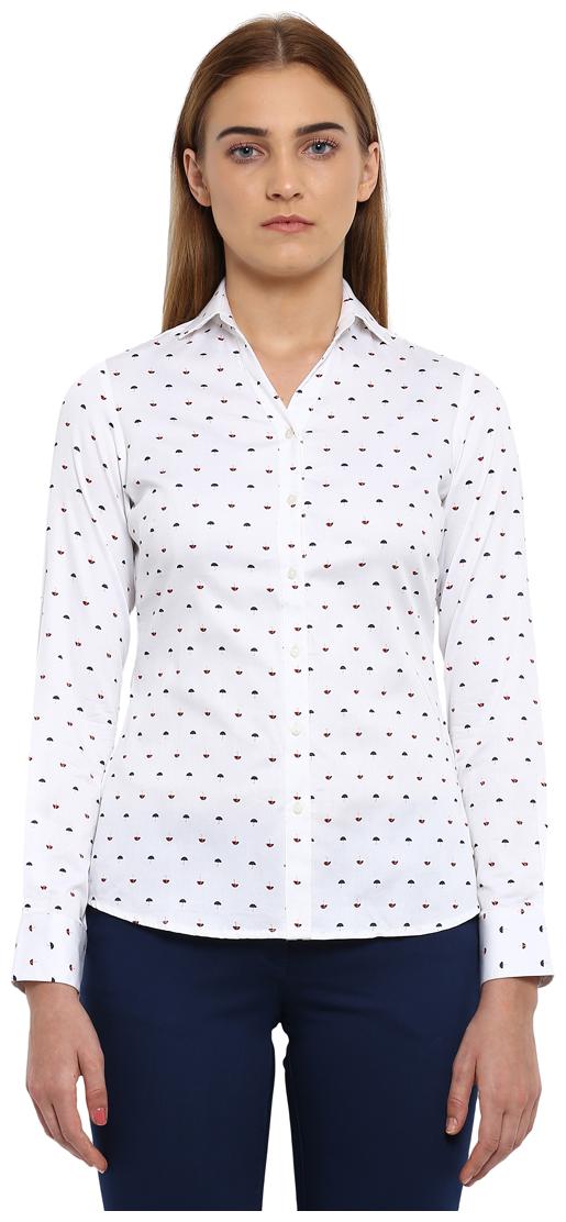 

Park Avenue Women White Polka Dots Regular Fit Shirt