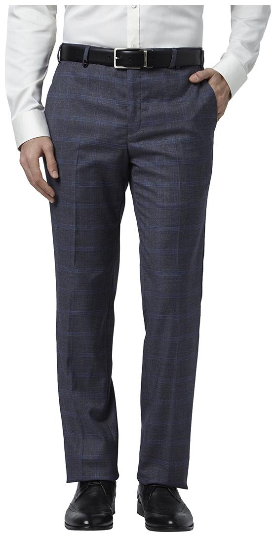 

Park Avenue Men Checked Slim Fit Formal Trouser - Grey