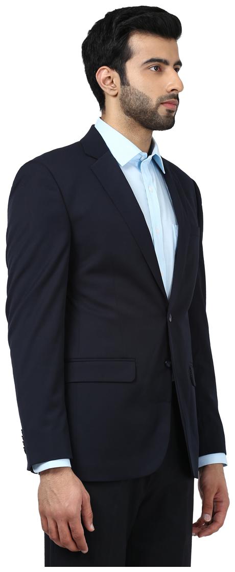 

Park Avenue Men Blue Solid Slim fit Single Breasted Blazer