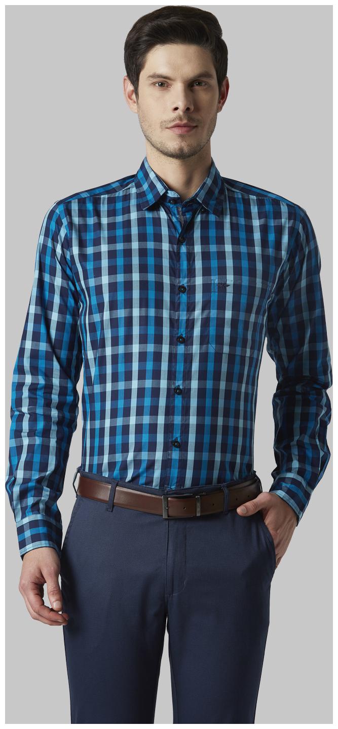 

Park Avenue Men Blue Checked Slim Fit Casual Shirt