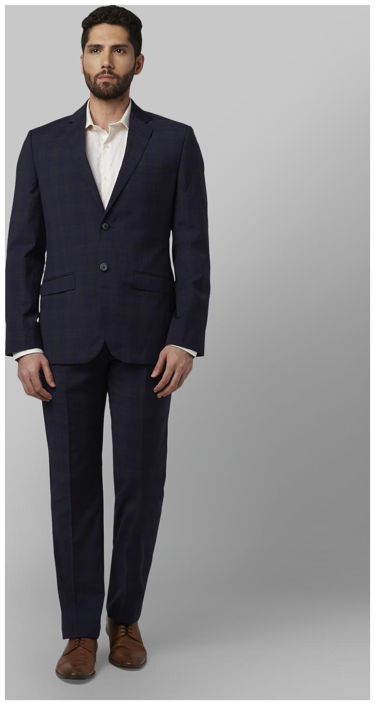 

Park Avenue Solid wool Blue Slim Fit Suits