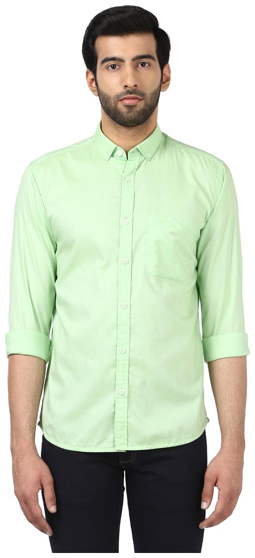 

Park Avenue Men Green Solid Slim Fit Casual Shirt