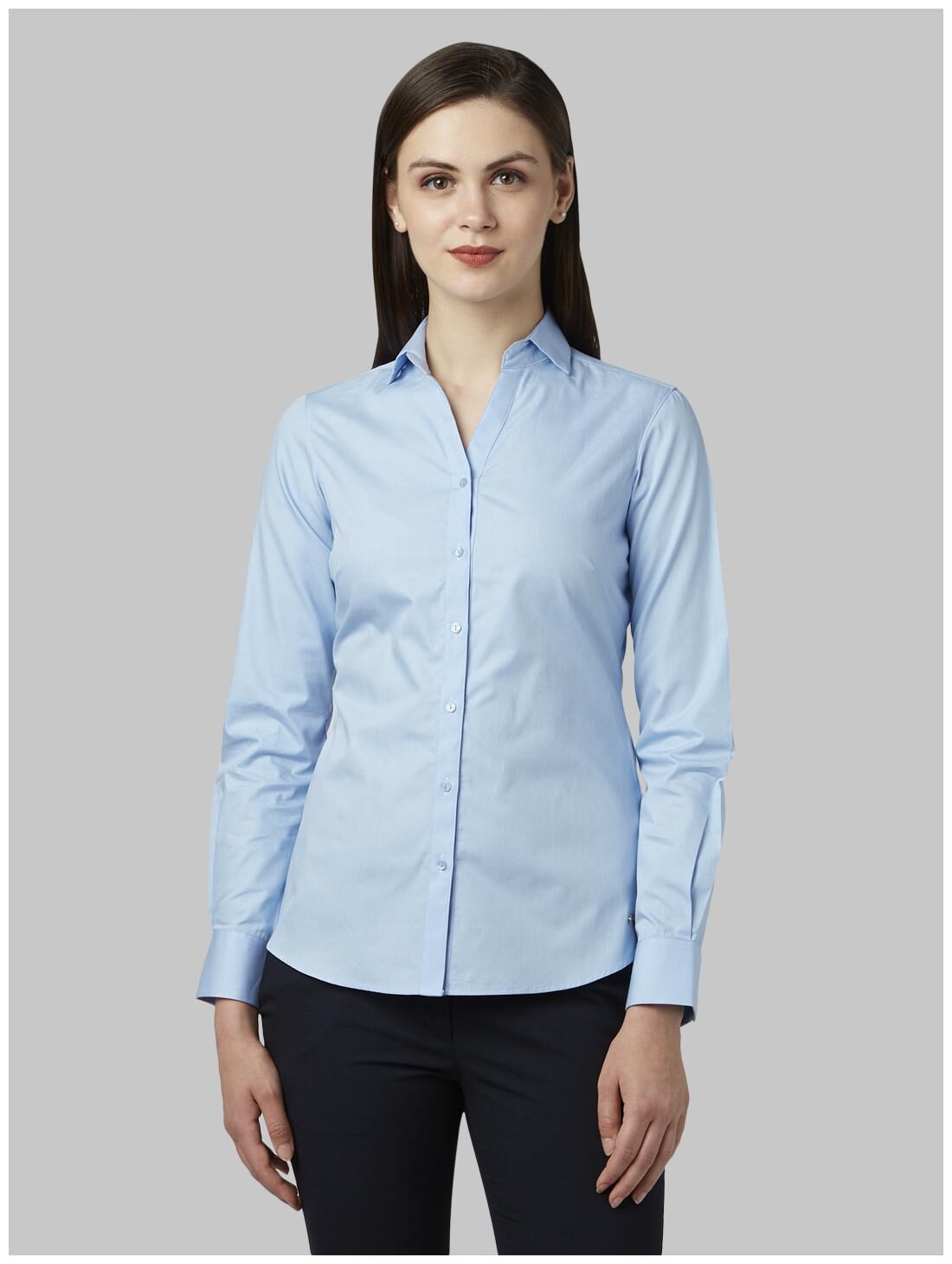 

Park Avenue Women Blue Solid Regular Fit Shirt