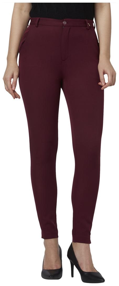 

Park Avenue Women Maroon Slim fit Regular trousers