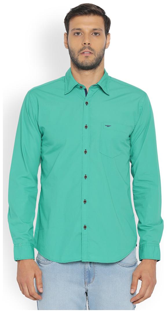 

Park Avenue Men Green Solid Slim Fit Casual Shirt