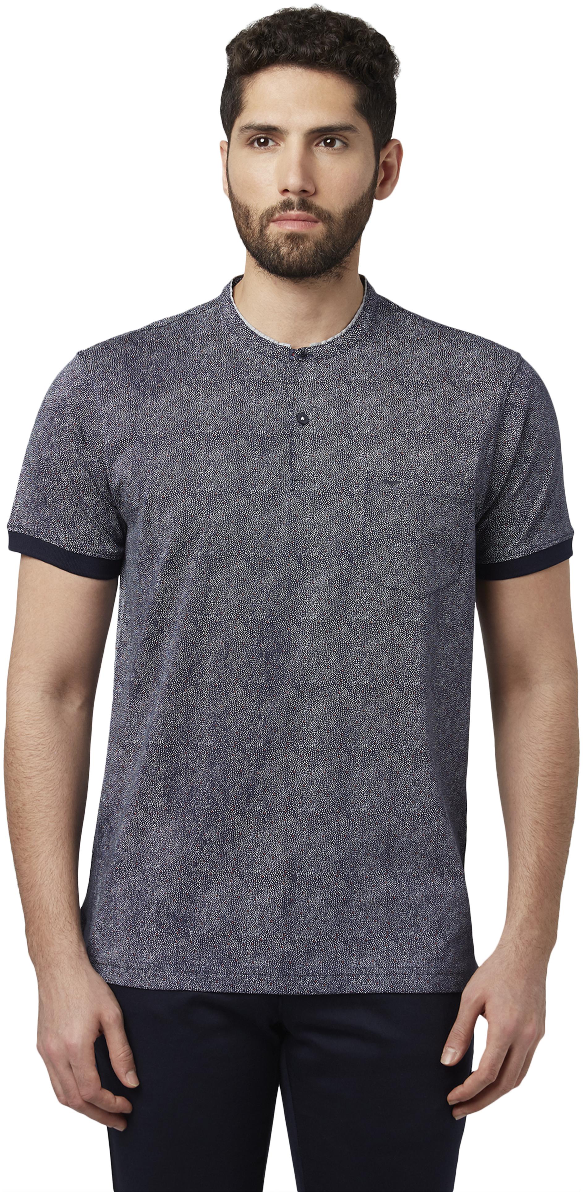 

Park Avenue Men Blue Regular fit Cotton Mandarin collar T-Shirt - Pack Of 1