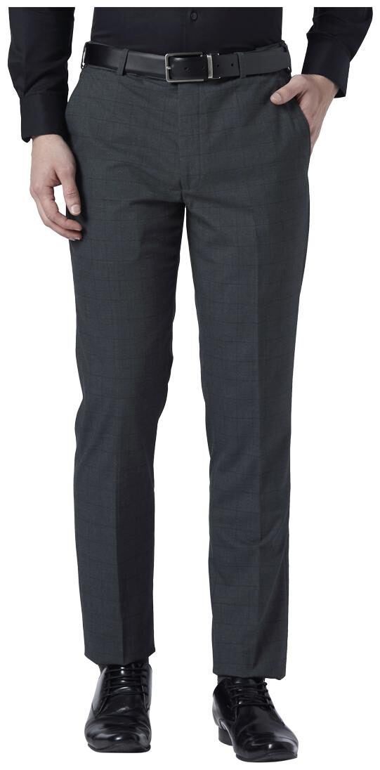 

Park Avenue Men Checked Regular Fit Formal Trouser - Grey
