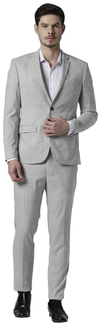 

Park Avenue Polyester Checked Grey Color Blazer and Trouser Two Piece Suit