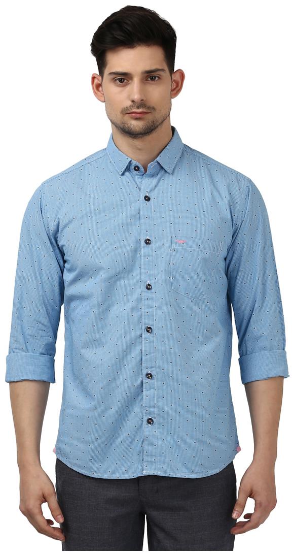 

Park Avenue Men Blue Polka Dots Slim Fit Casual Shirt