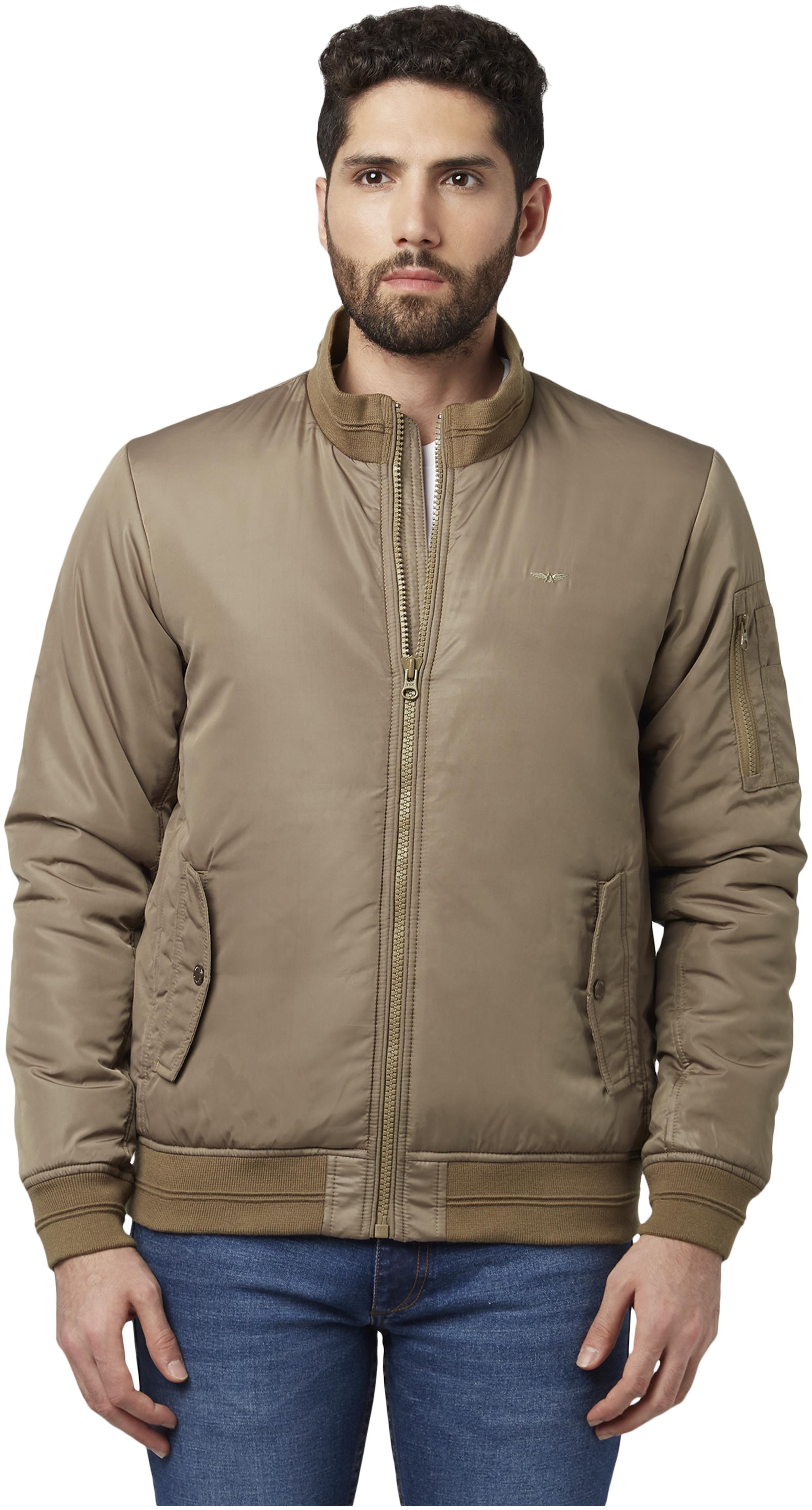 

Park Avenue Men Polyester Bomber Jacket Beige color