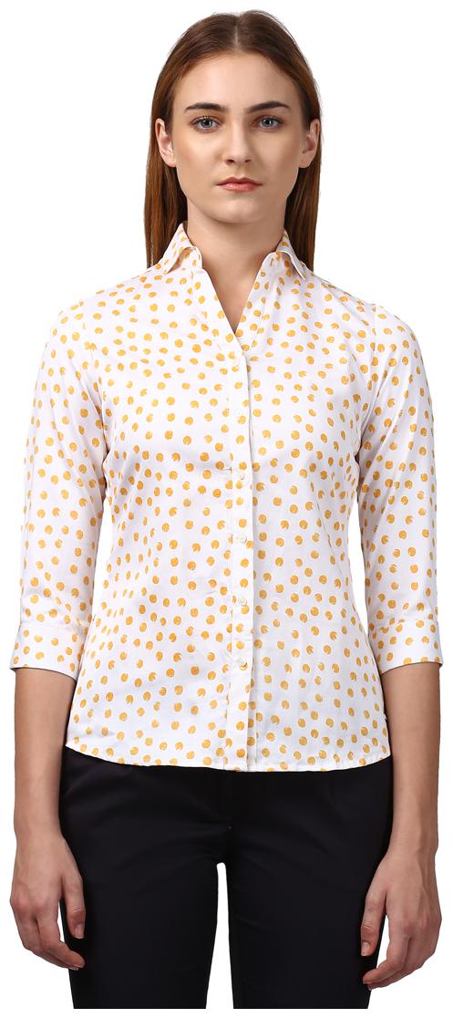 

Park Avenue Women Cream Printed Regular Fit Shirt
