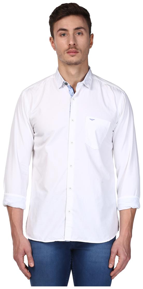 

Park Avenue Men White Solid Slim Fit Casual Shirt