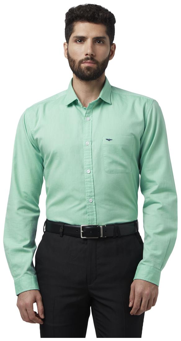 

Park Avenue Men Green Solid Slim Fit Casual Shirt