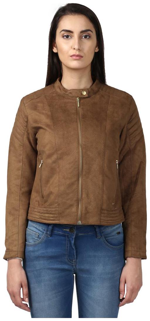 

Park Avenue Women Solid Regular Jacket - Brown