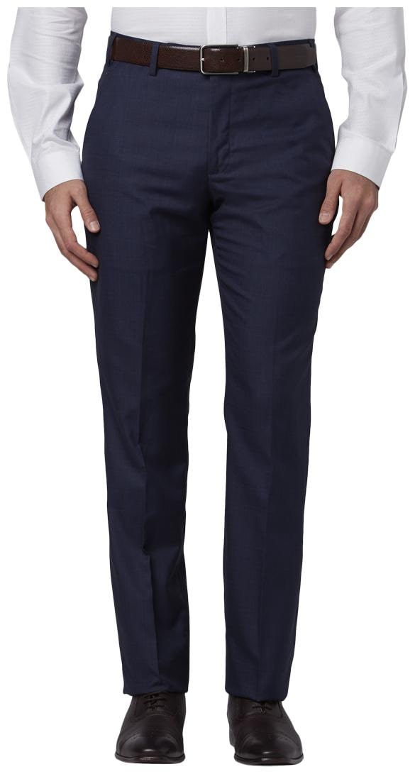 

Park Avenue Men Checked Regular Fit Formal Trouser - Blue