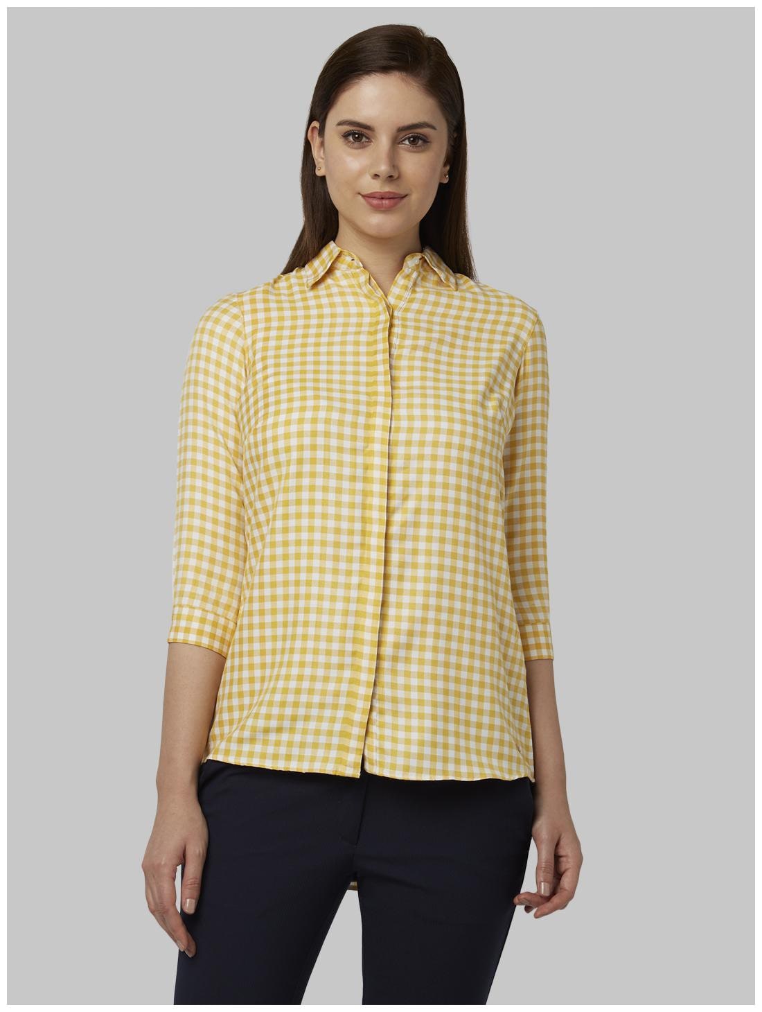 

Park Avenue Women Yellow Checked Regular Fit Shirt