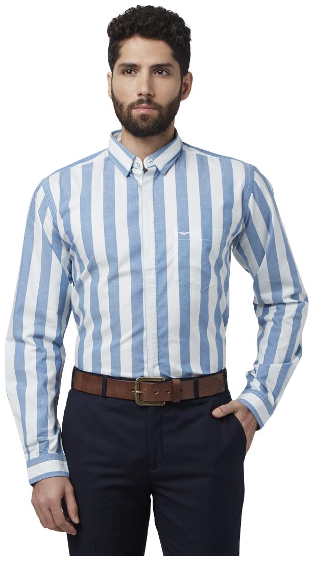 

Park Avenue Men Blue Solid Slim Fit Casual Shirt