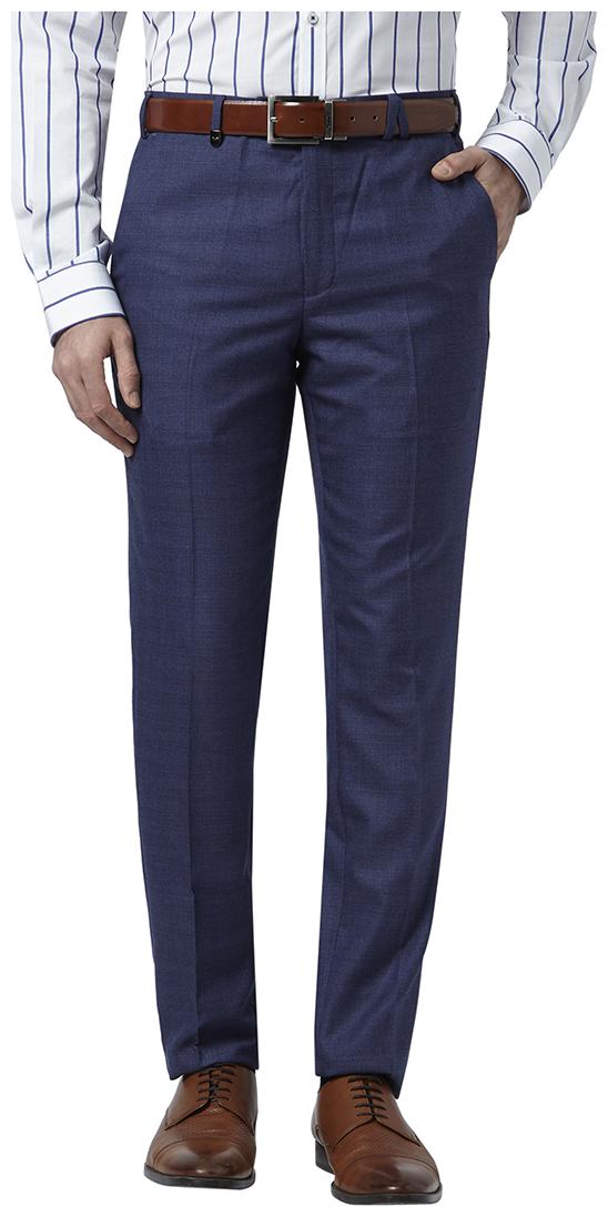 

Park Avenue Men Checked Regular Fit Formal Trouser - Blue