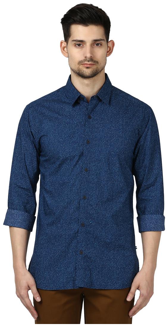

Park Avenue Men Blue Printed Slim Fit Casual Shirt