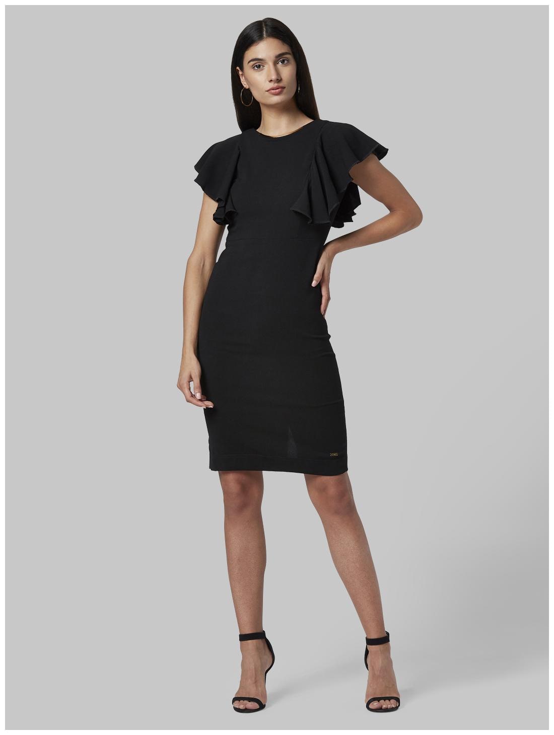 

Park Avenue Black Solid Wrap dress