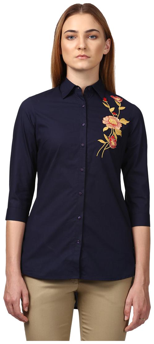 

Park Avenue Women Blue Floral Regular Fit Shirt
