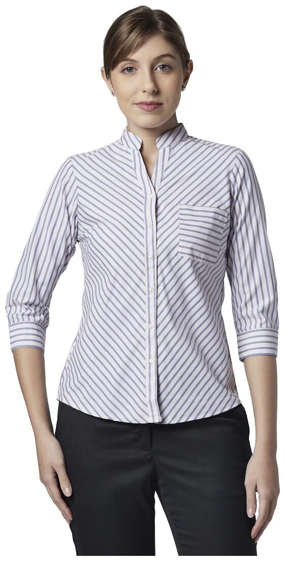 

Park Avenue Women Blue Striped Regular Fit Shirt