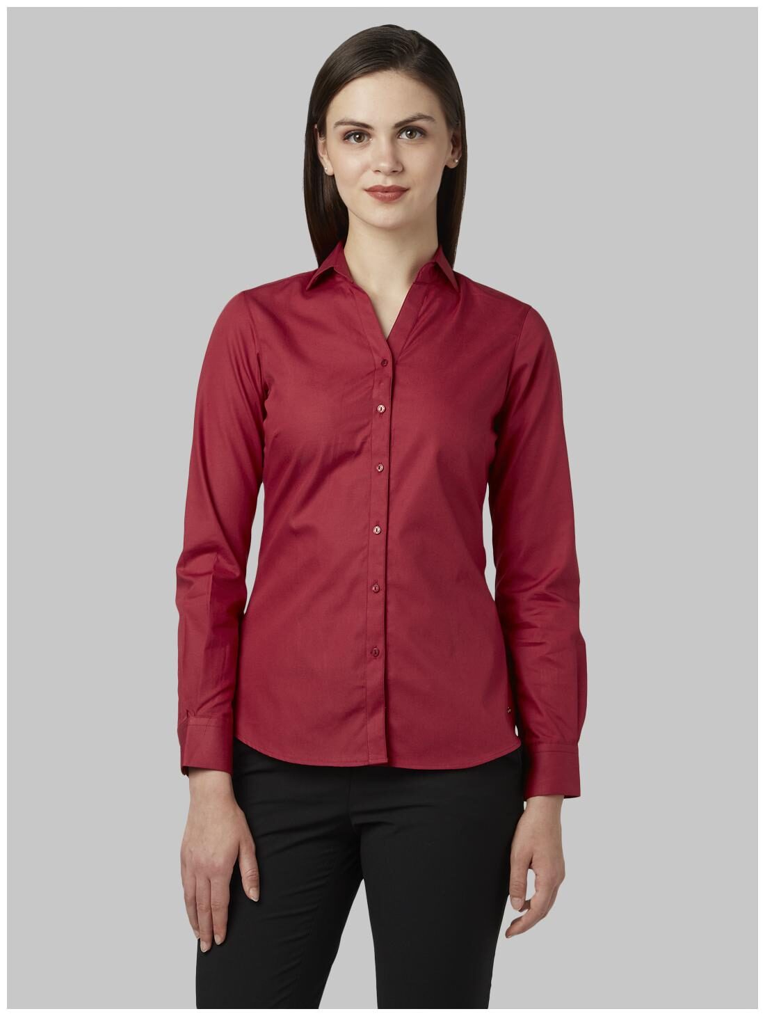 

Park Avenue Women Red Solid Regular Fit Shirt
