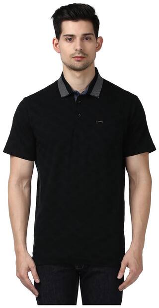 Park Avenue Men's Regular Fit Polo Printed T-Shirt - Black