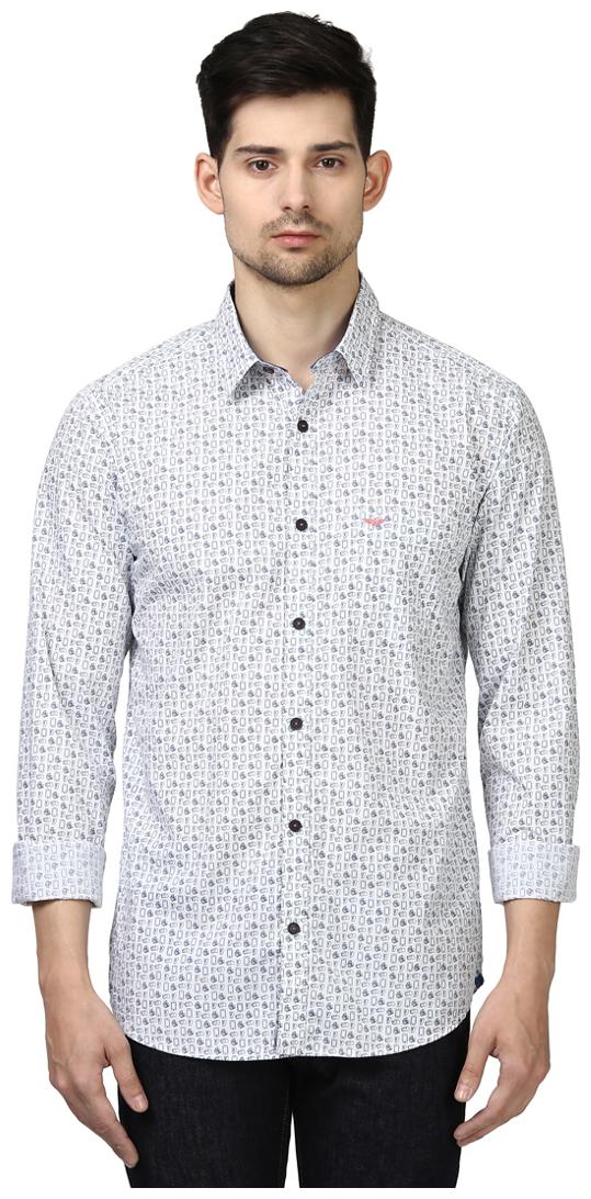 

Park Avenue Men Grey Printed Slim Fit Casual Shirt