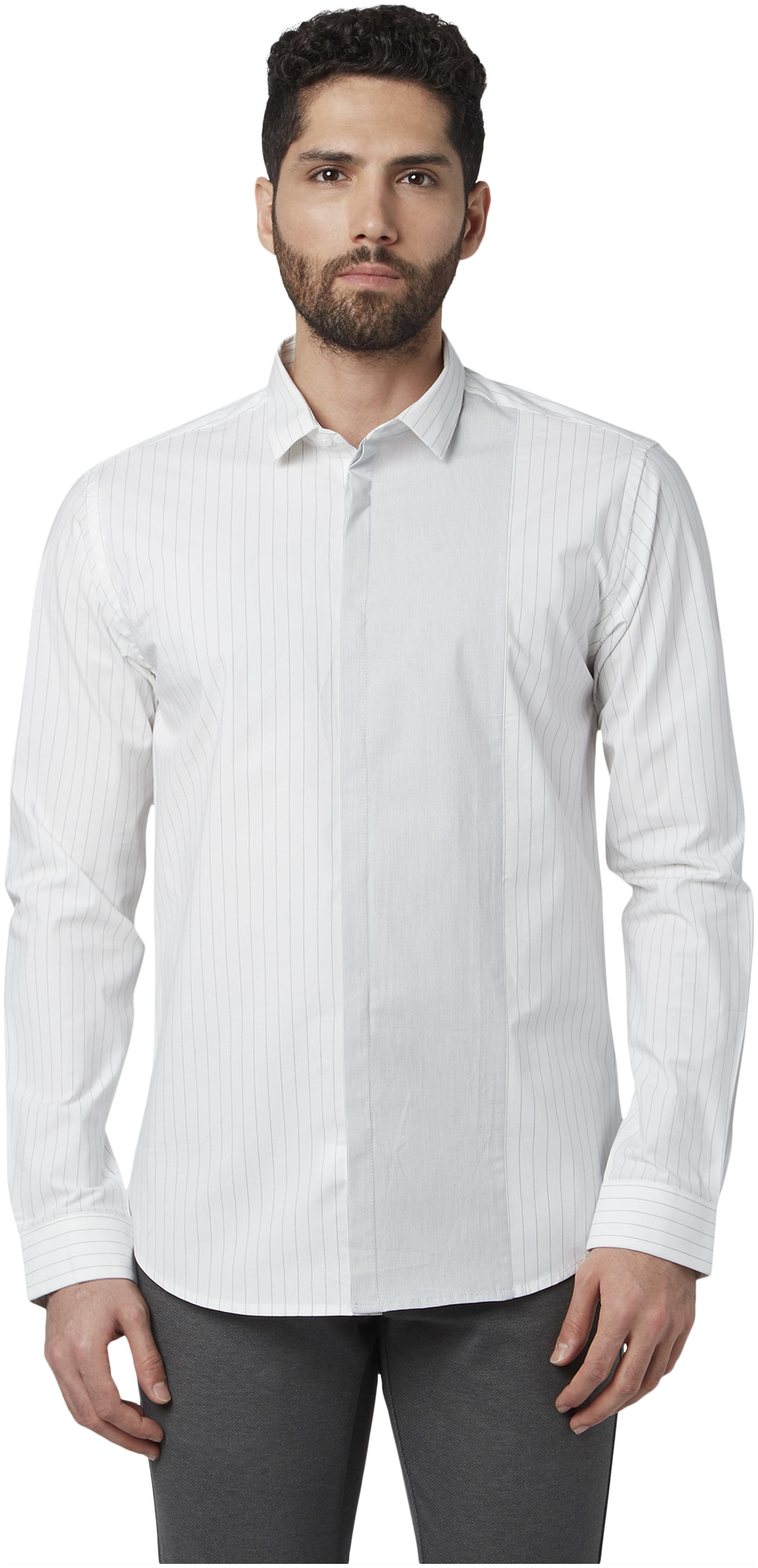 

Park Avenue Men White Vertical Stripes Slim Fit Casual Shirt