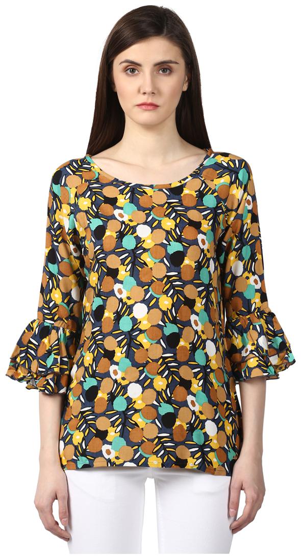 

Park Avenue Women Printed A-line top - Yellow