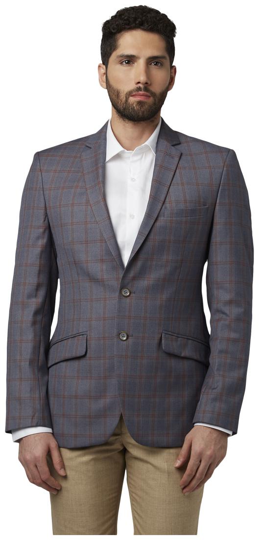 

Park Avenue Men Grey Checked Slim fit Single Breasted Blazer