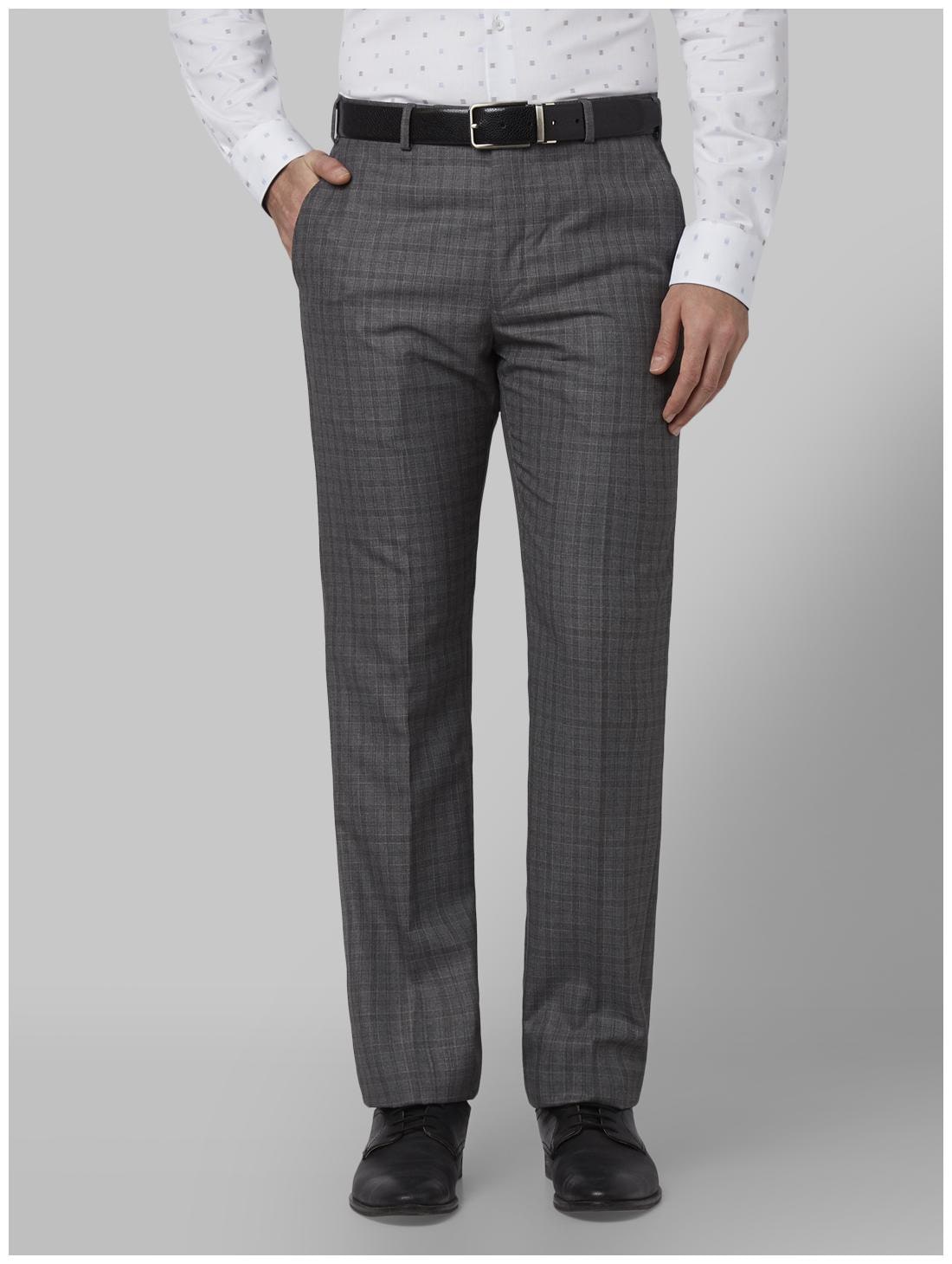 

Park Avenue Men Checked Slim Fit Formal Trouser - Grey