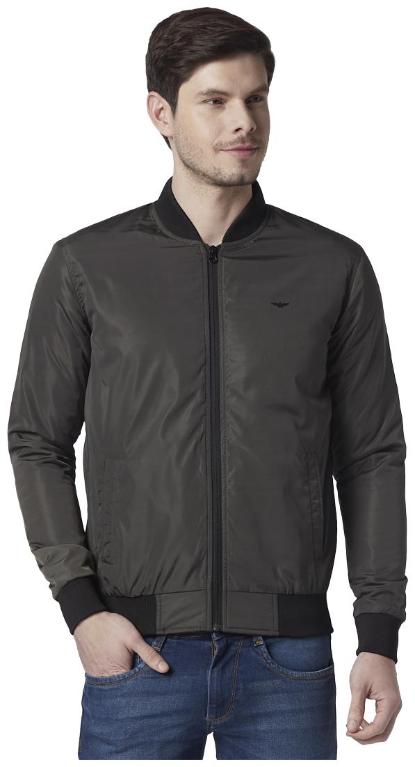 

Park Avenue Men Green Solid Bomber jacket