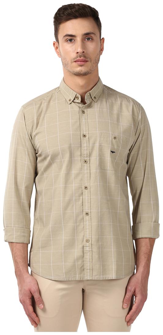 

Park Avenue Men Beige Checked Slim Fit Casual Shirt