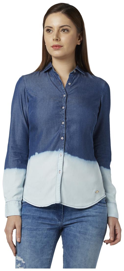 

Park Avenue Women Blue Solid Regular Fit Shirt
