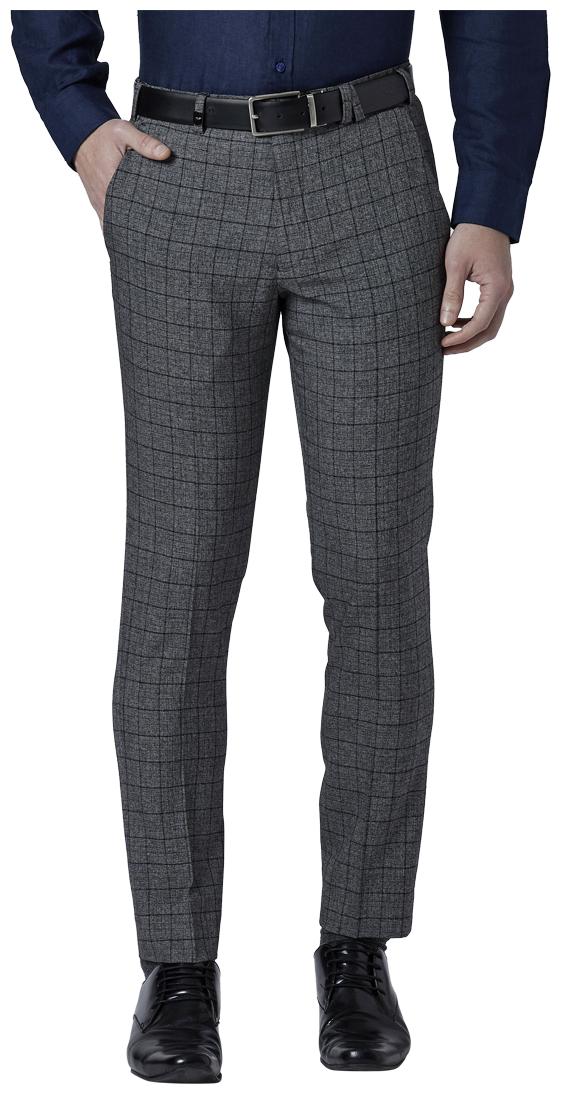 

Park Avenue Men Checked Regular Fit Formal Trouser - Grey