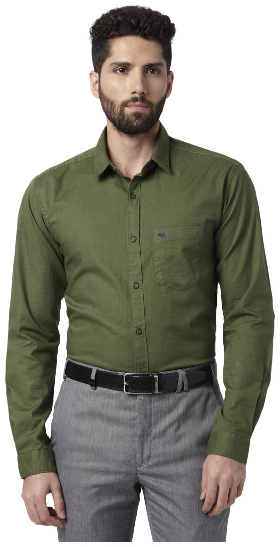 

Park Avenue Men Green Solid Slim Fit Casual Shirt