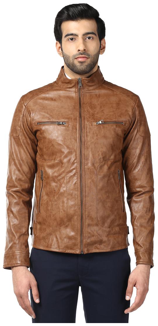 

Park Avenue Men Brown Solid Bomber jacket