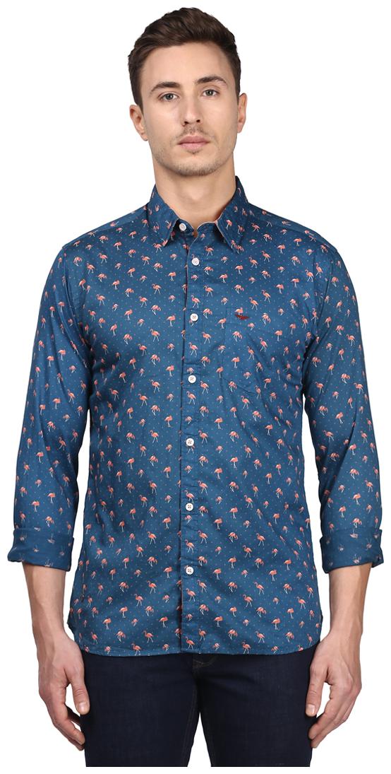 

Park Avenue Men Blue Printed Slim Fit Casual Shirt