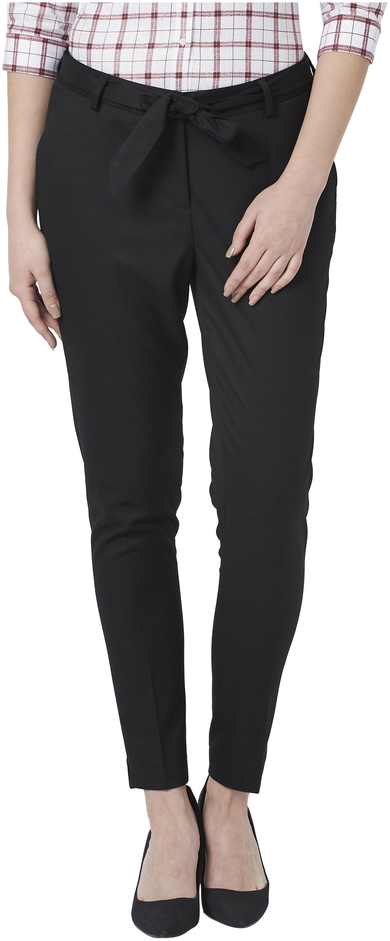 

Park Avenue Women Black Tapered fit Regular trousers