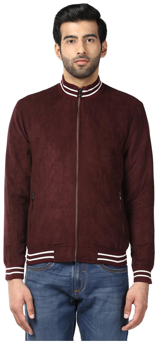 

Park Avenue Men Maroon Solid Bomber jacket