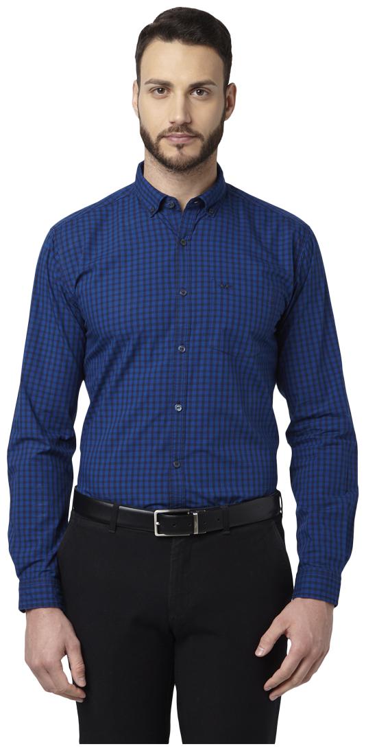 

Park Avenue Men Blue Checked Slim Fit Casual Shirt